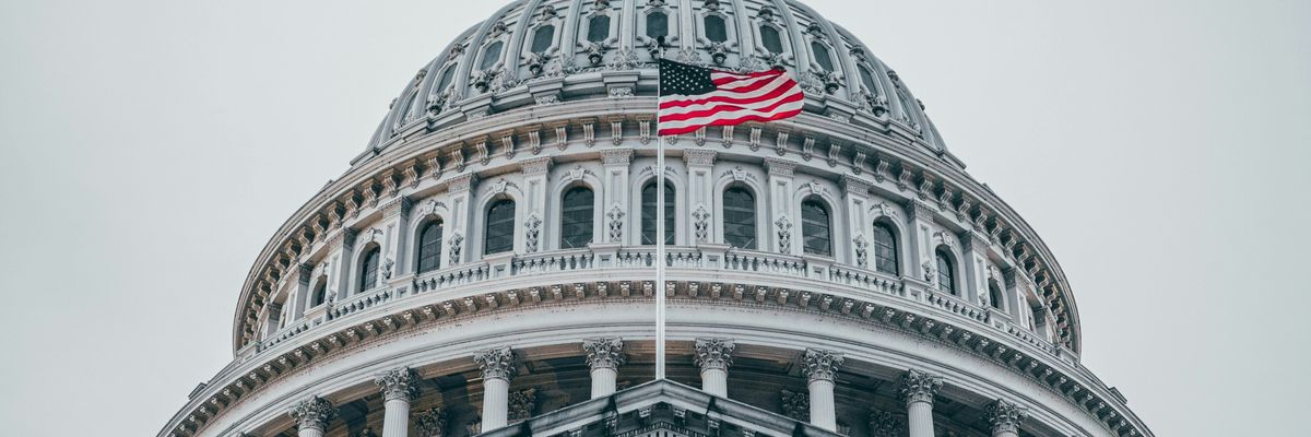 Close up of the US Capitol in DC