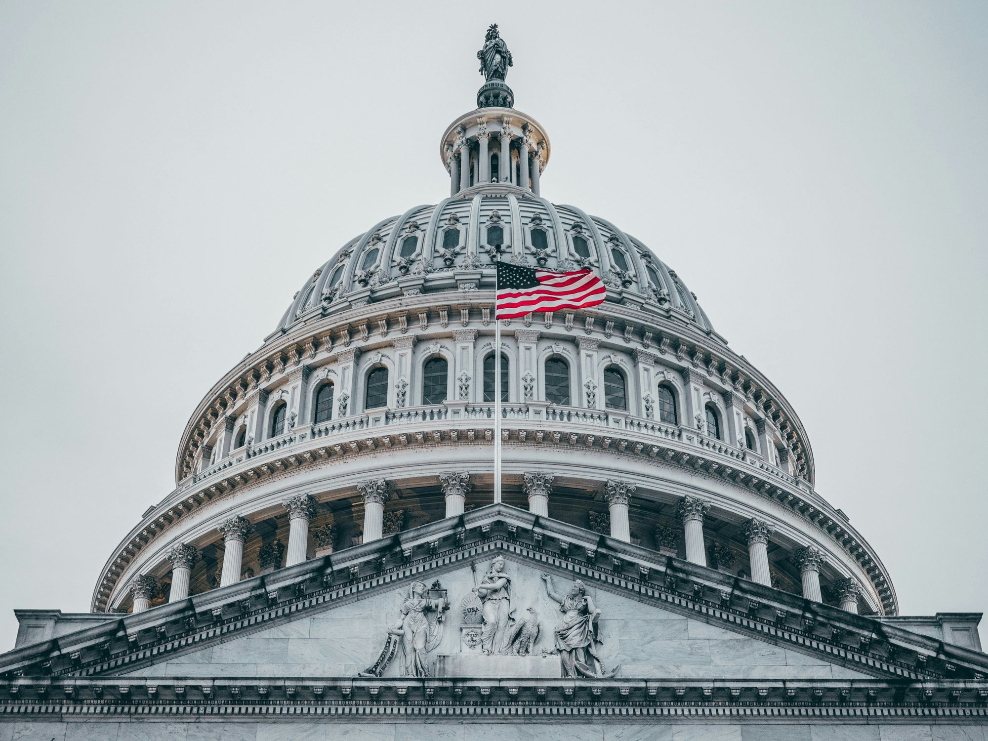 Close up of the US Capitol in DC