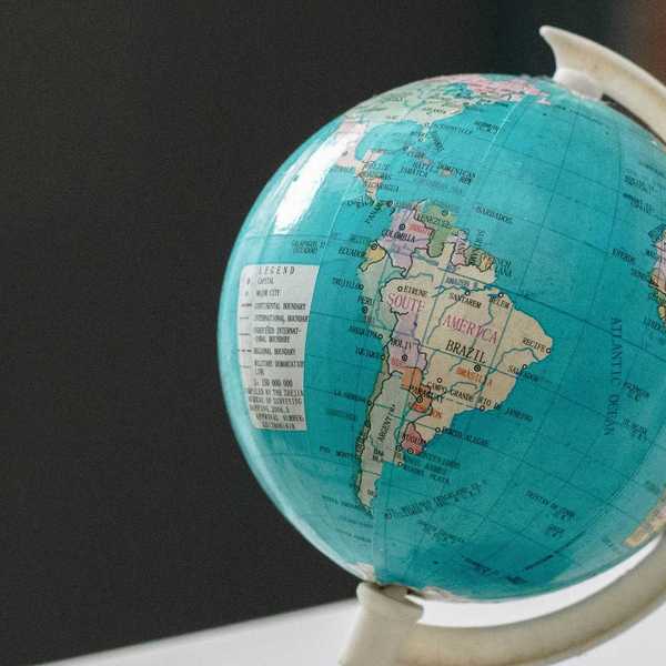 close-up photo of desk globe.