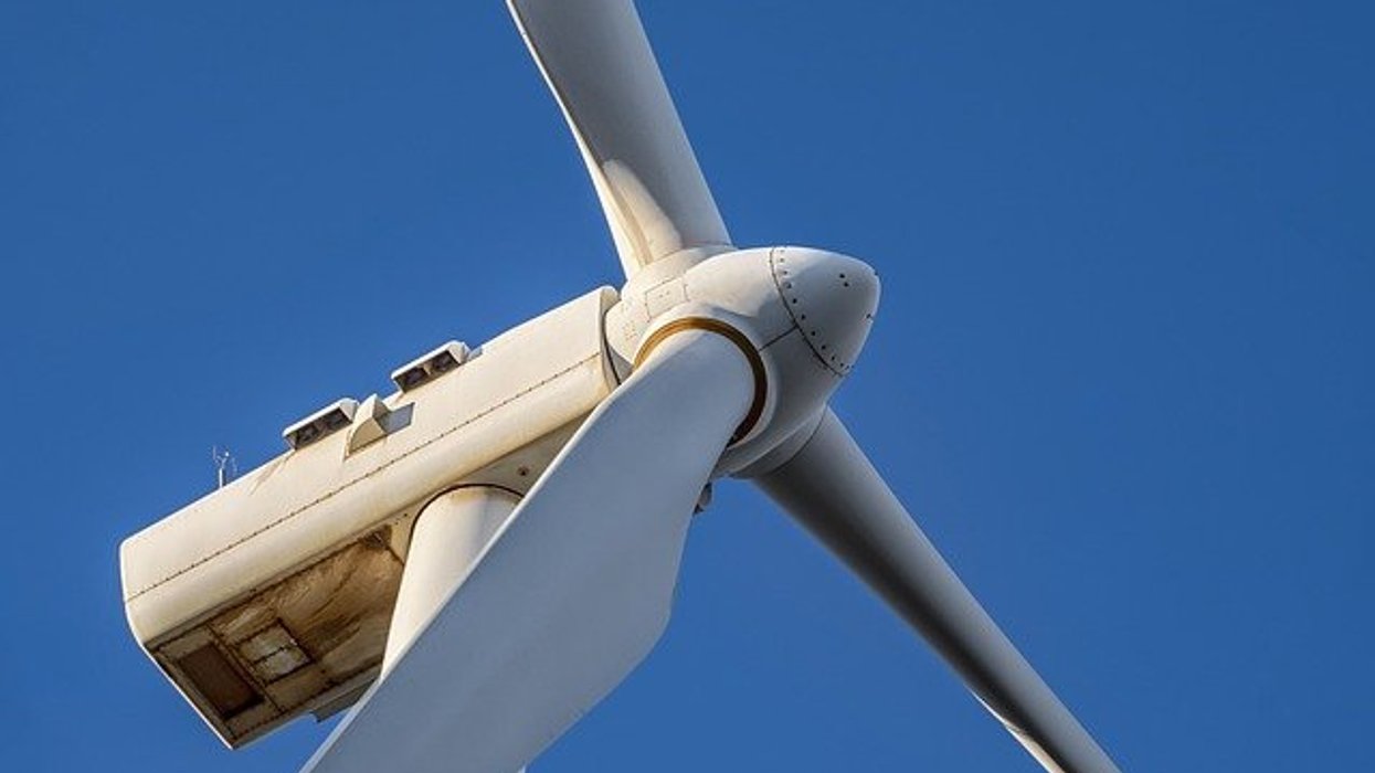 Closeup of wind turbine blades