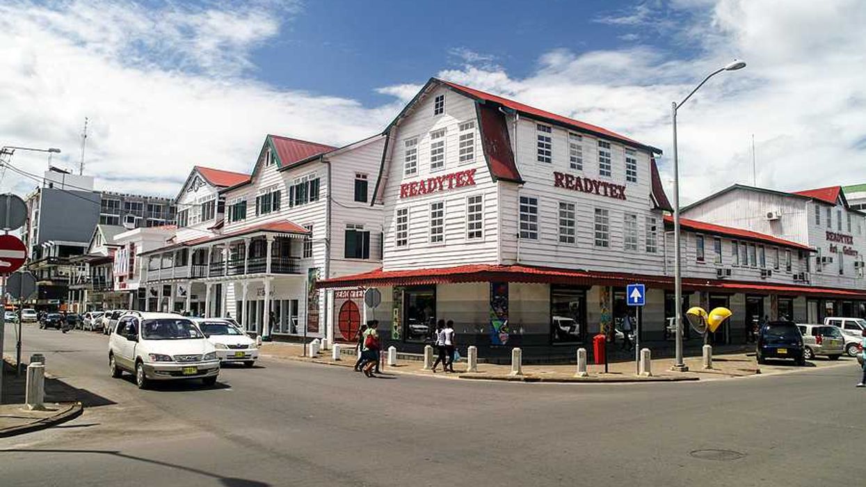 Colonial buildings in the town of Paramaribo Suriname