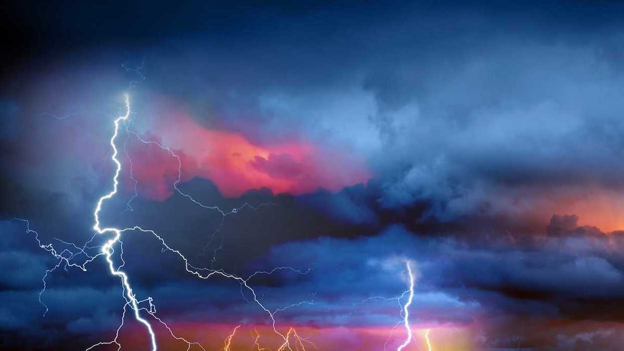Colorful electrical thunderstorm activity