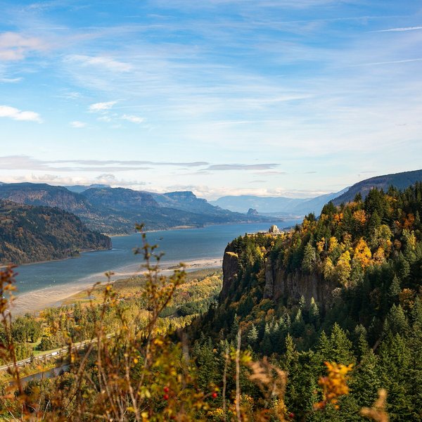 Columbia River viewed from hills above the valley.