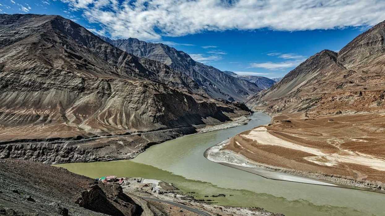 Confluence of Indus and Zanskar Rivers in the Himalayas