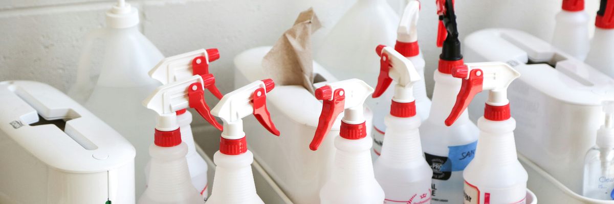 Containers of scented cleaning products