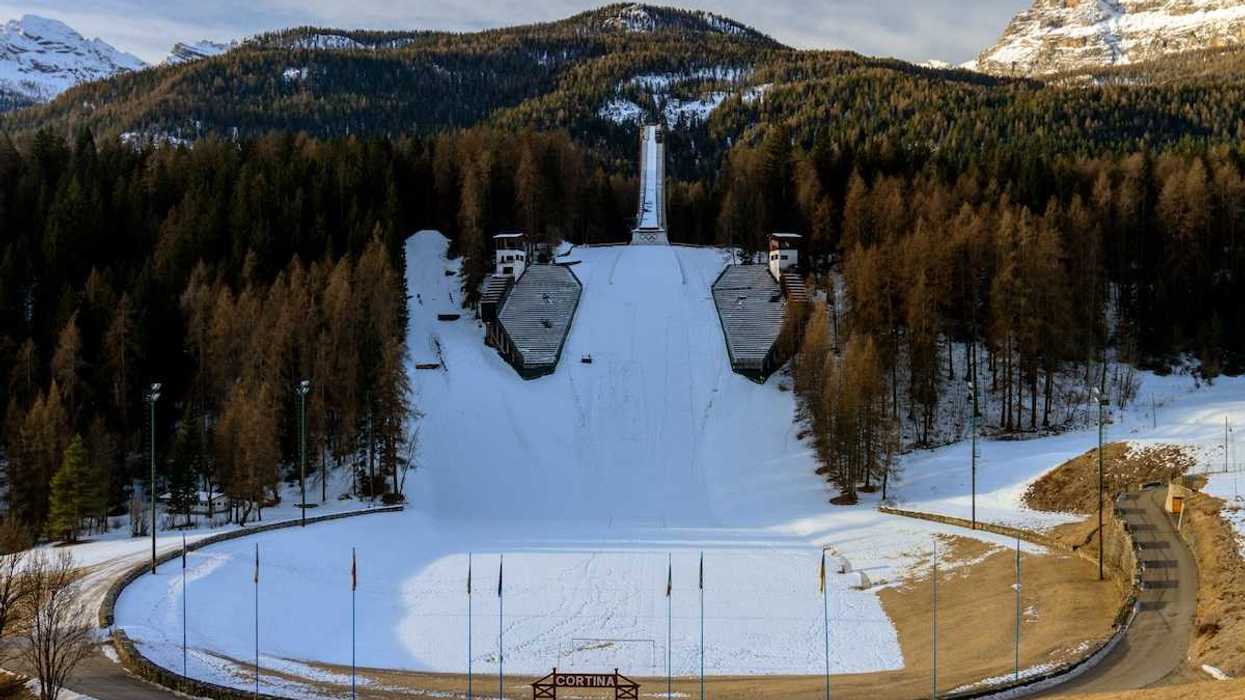 Cortina, Italy, Olympic jumping hill, partial snow cover