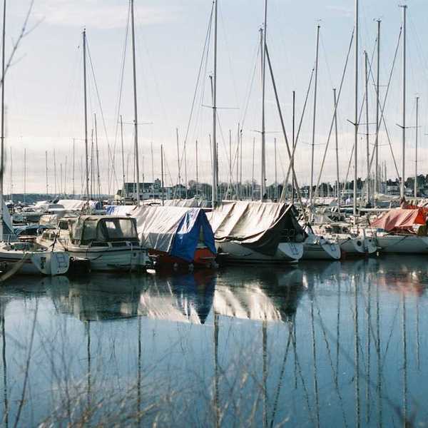 Crowded boatyard