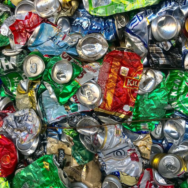 Crushed soda cans