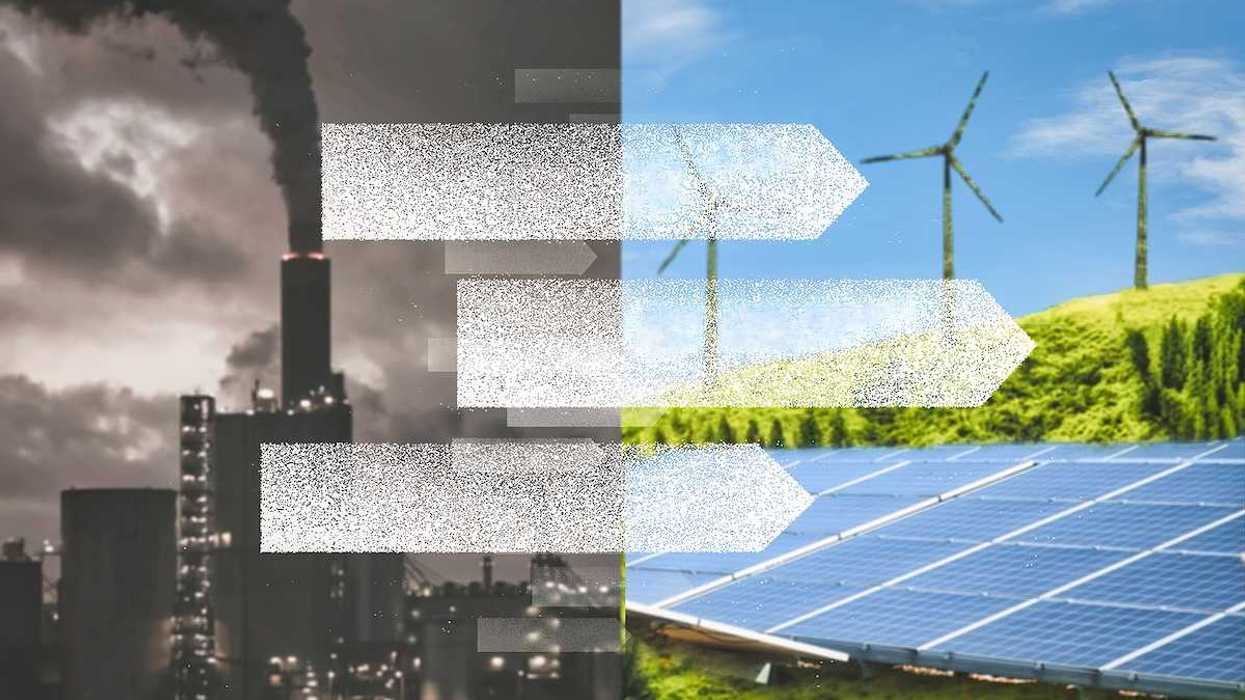 Depiction of energy transition from fossil fuel to green energy