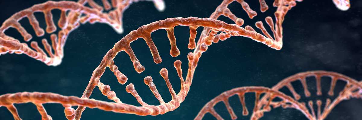 DNA strands on a blue background