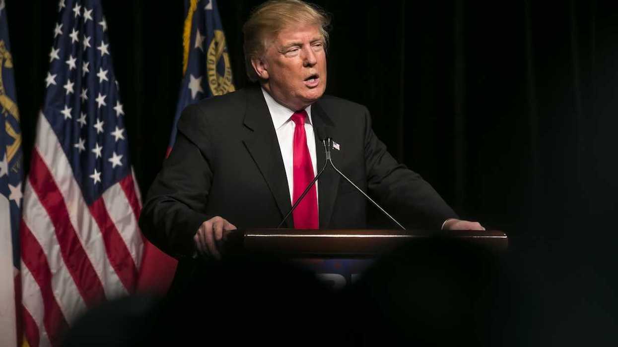 Donald Trump speaks to supporters at a rally in 2016
