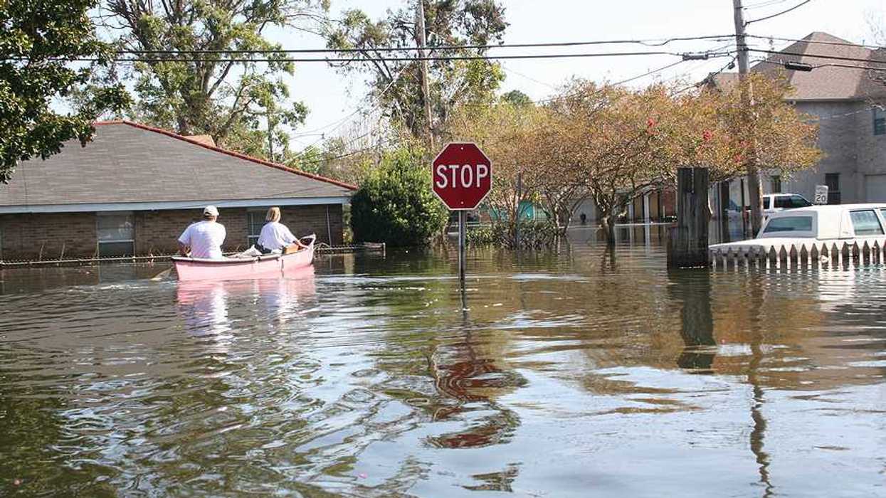 Downed power lines in a flooded area of New Orleans in the aftermath of Hurricane Katrina.