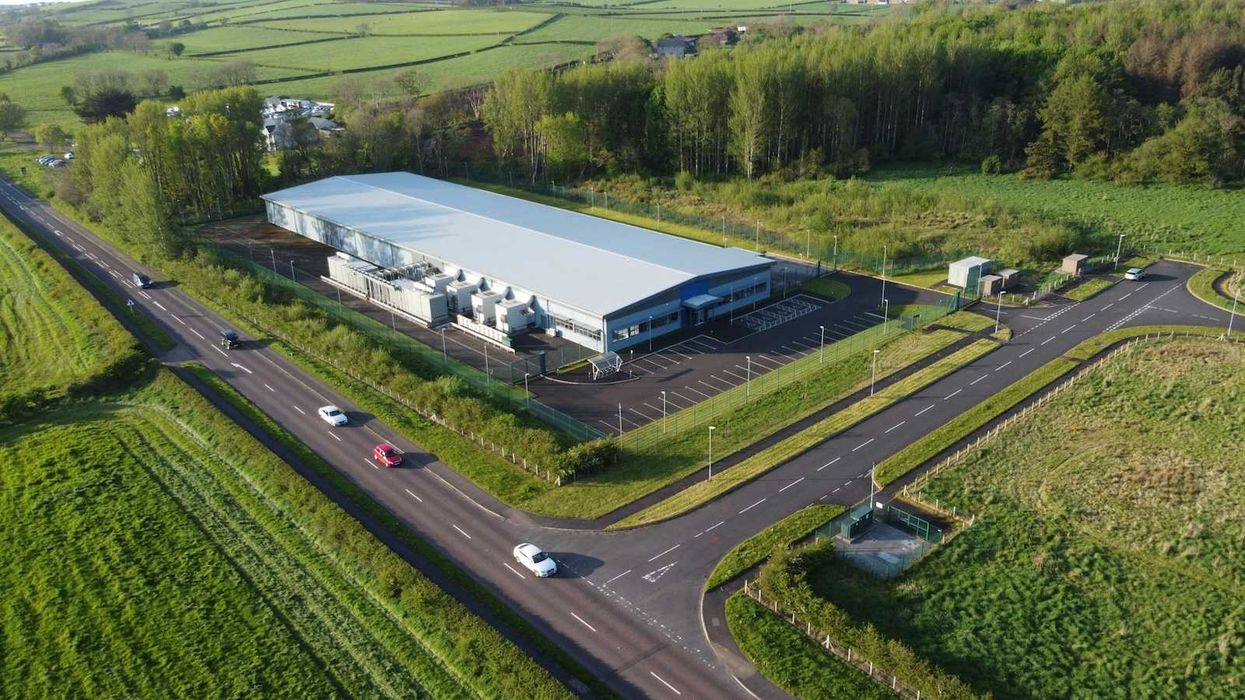 drone phot of large data center in rural setting