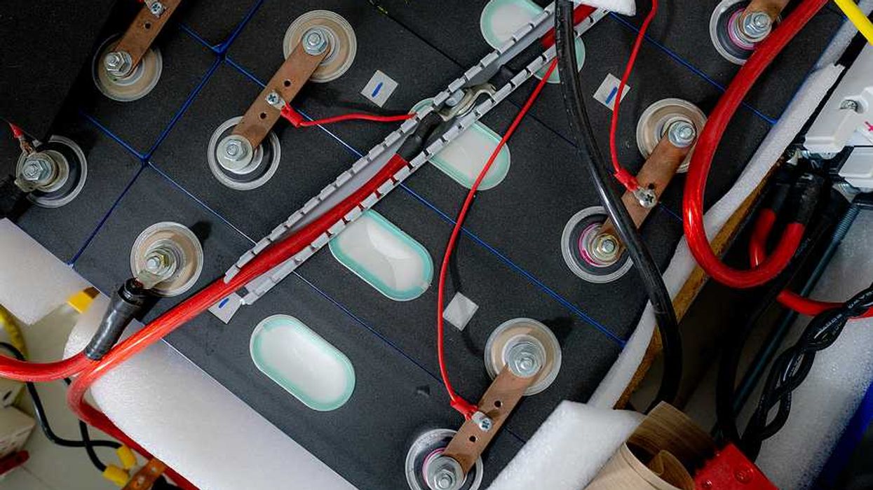 Electric car battery. Lithium-ion cell pack.