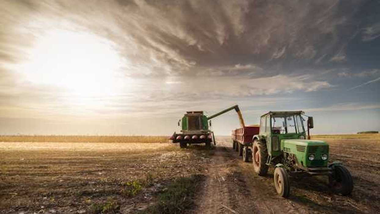 Farm equipment on a field