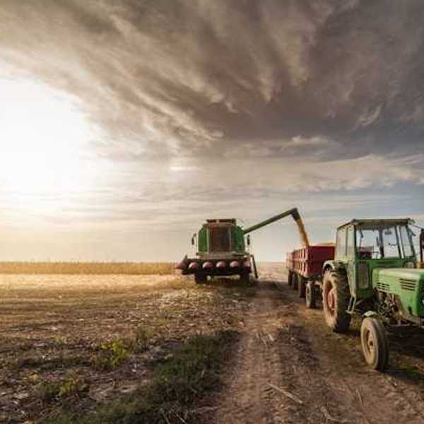 Farm equipment on a field