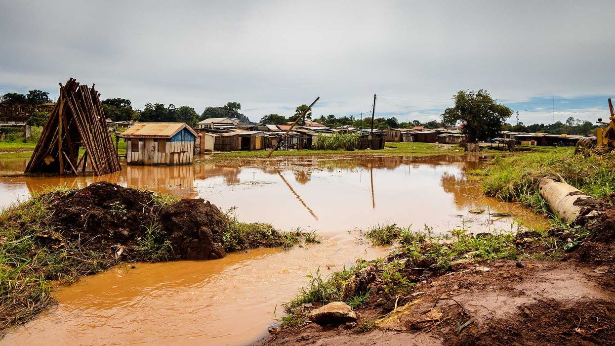 Flooded village after a destructive rainfall.
