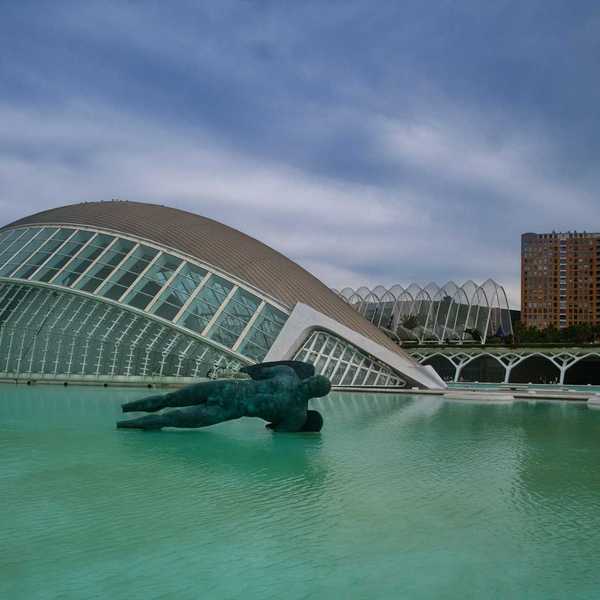 Flooding at the City of Arts and Sciences complex, Valencia, Spain