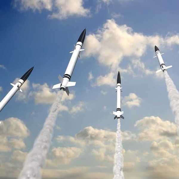 Four missiles under launch