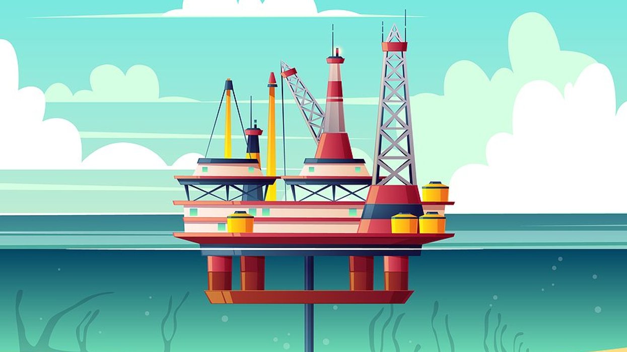 Graphic of a deep sea mining platform