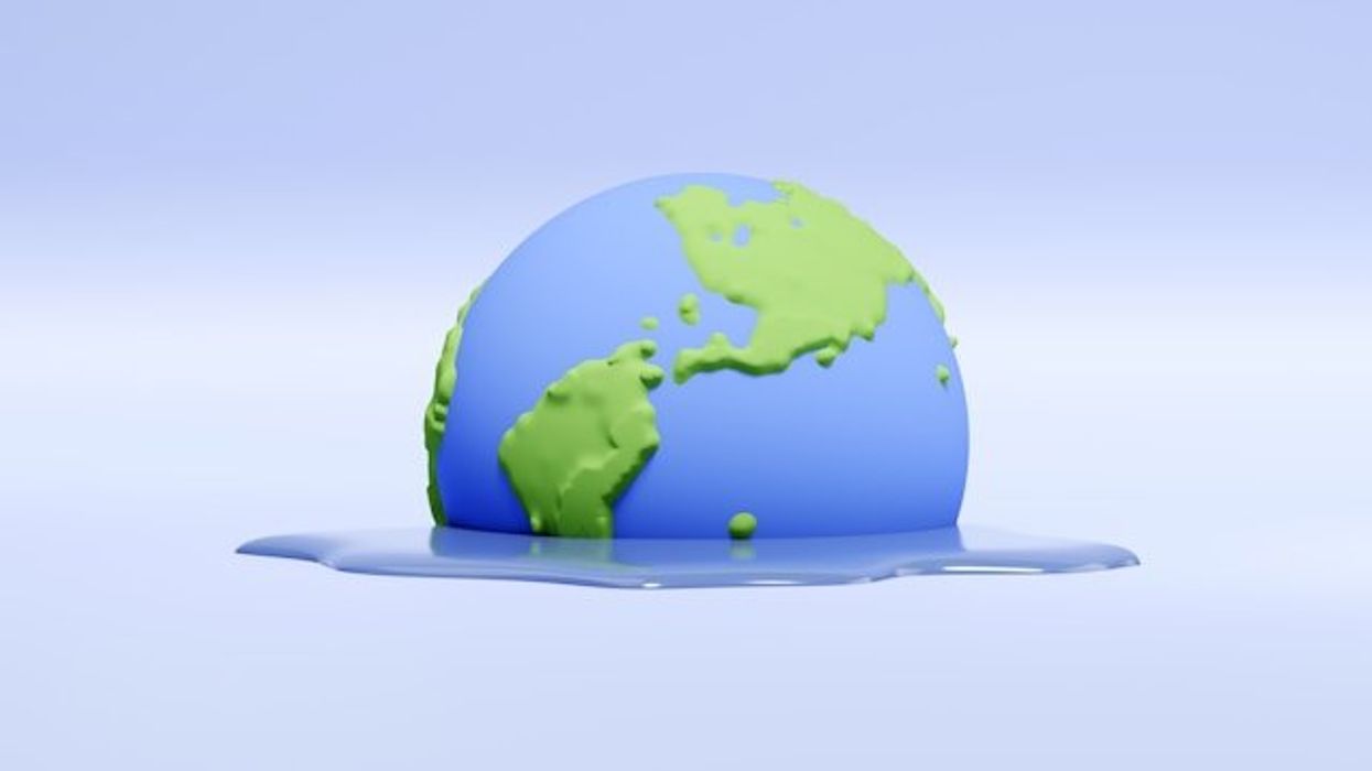 Graphic of the earth melting into a flat surface.
