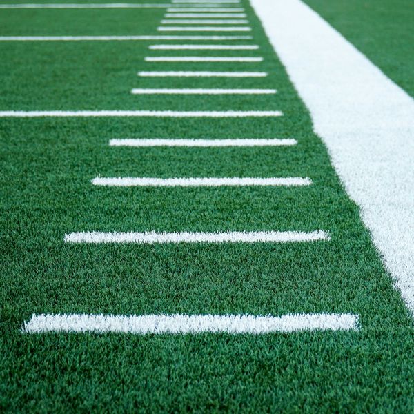 green and white stripes on artificial turf