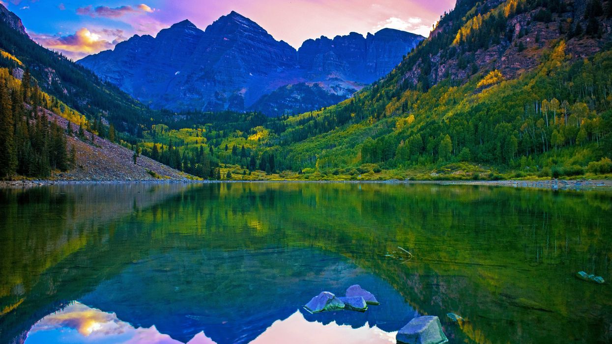 green trees and mountains near lake during daytime