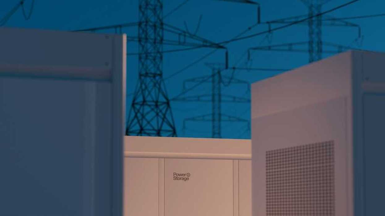 Grid-scale battery storage against high-voltage power lines