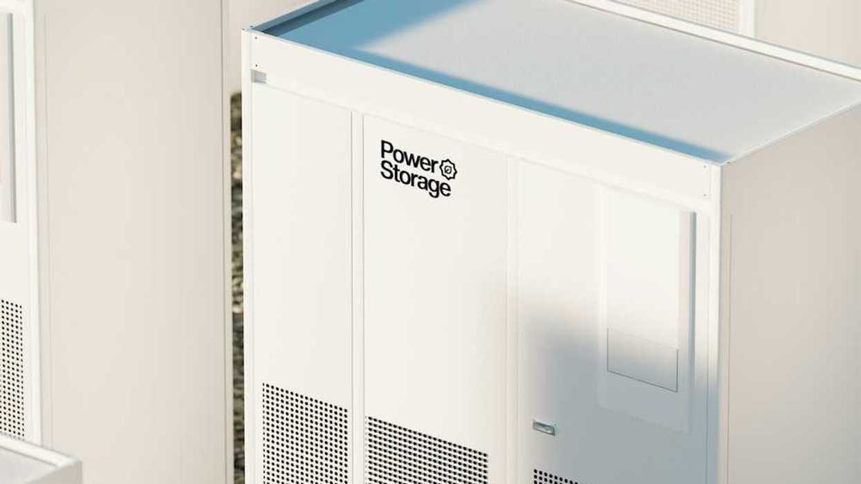 Grid-scale battery storage unit white cabinet