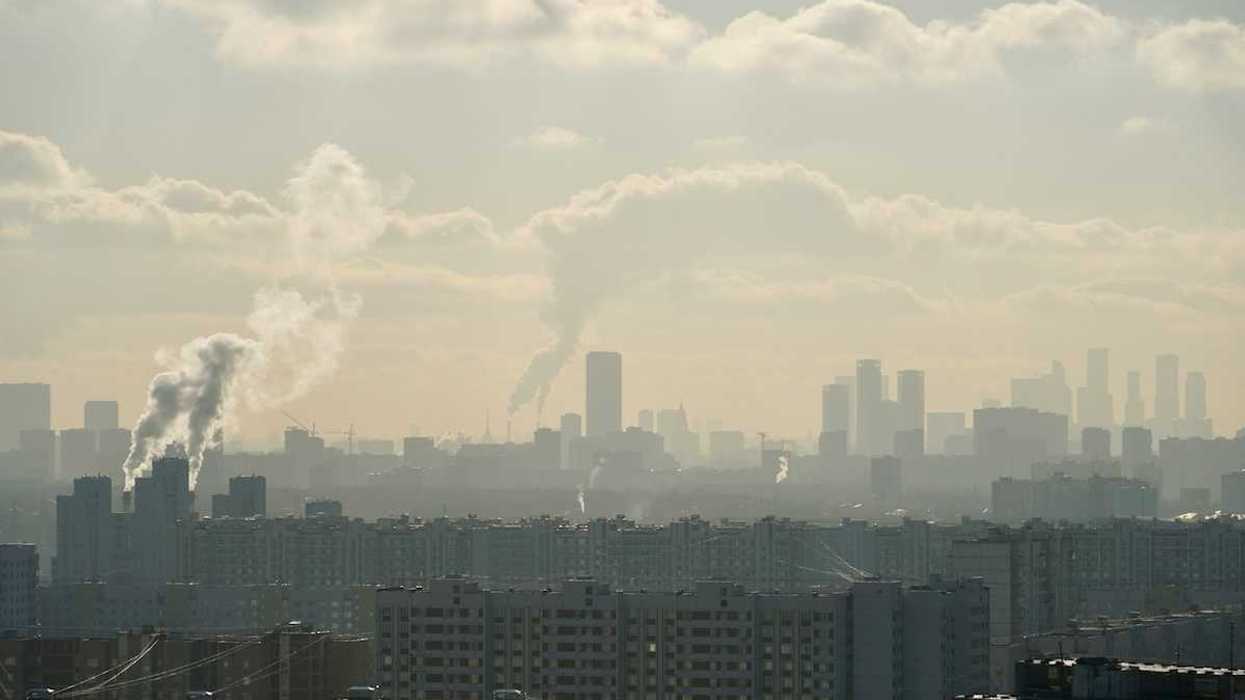 Hazy, smoggy, smoky, urban cityscape