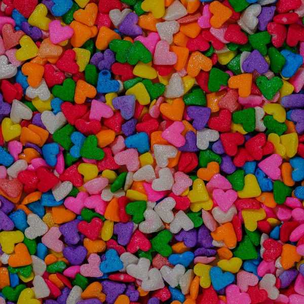 Heart-shaped multicolored candy