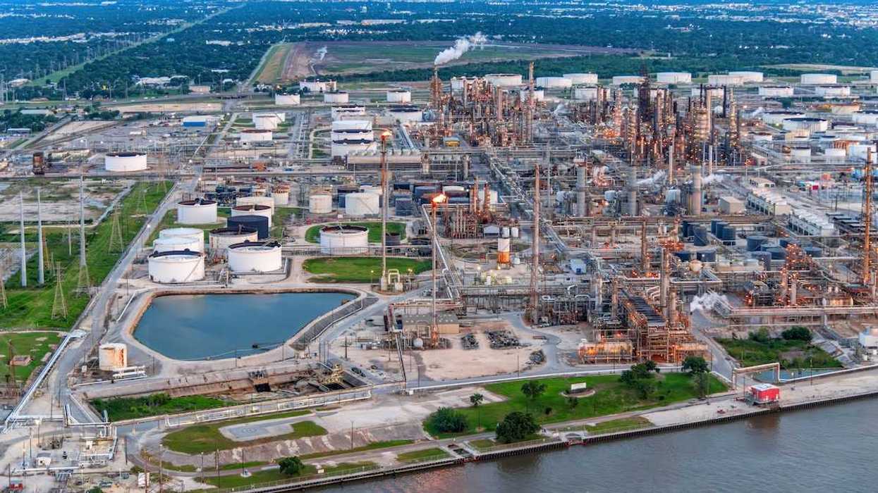 Helicopter shot of a large refinery outside of Houston