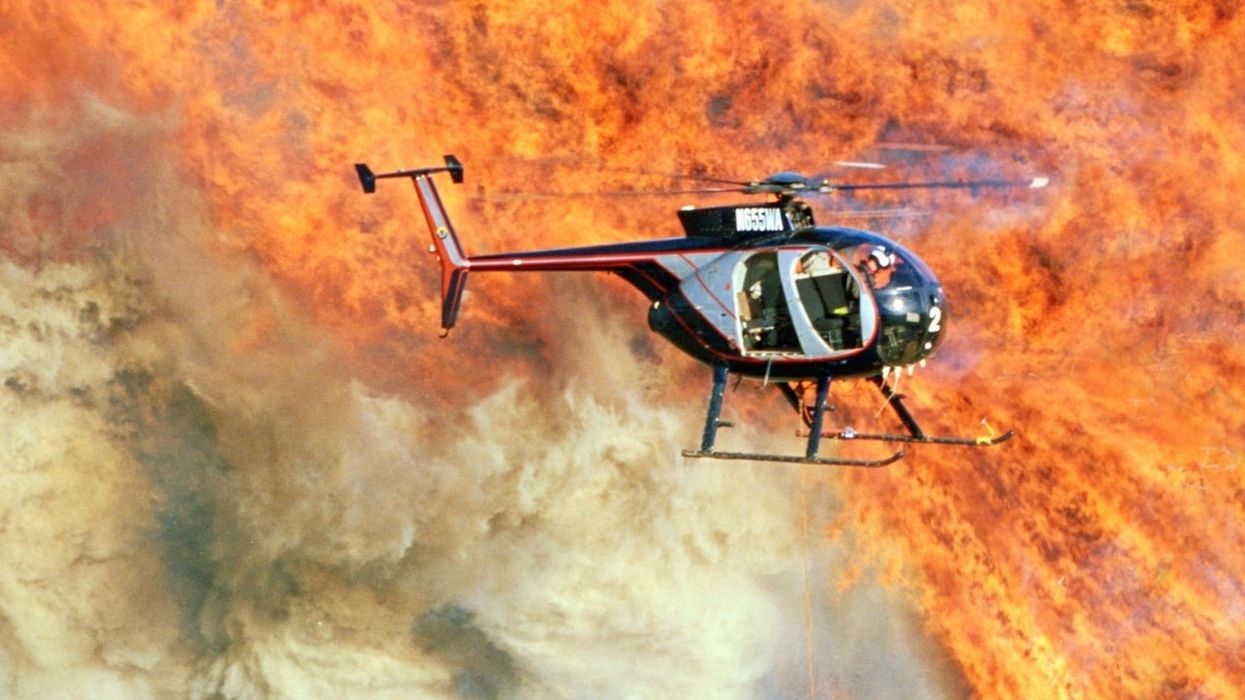 Helicopter wildfire flyover
