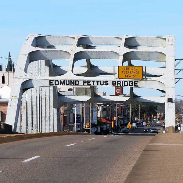 Historic Edmund Pettus bridge in Selma, Alabama. Site of a famous civil rights march lead by Martin Luther King,