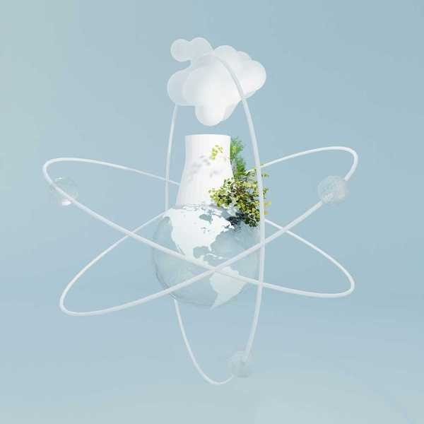 Illustration depicting nuclear power as a viable green energy option