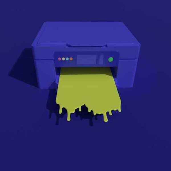 Illustration of a printer spitting out green goo
