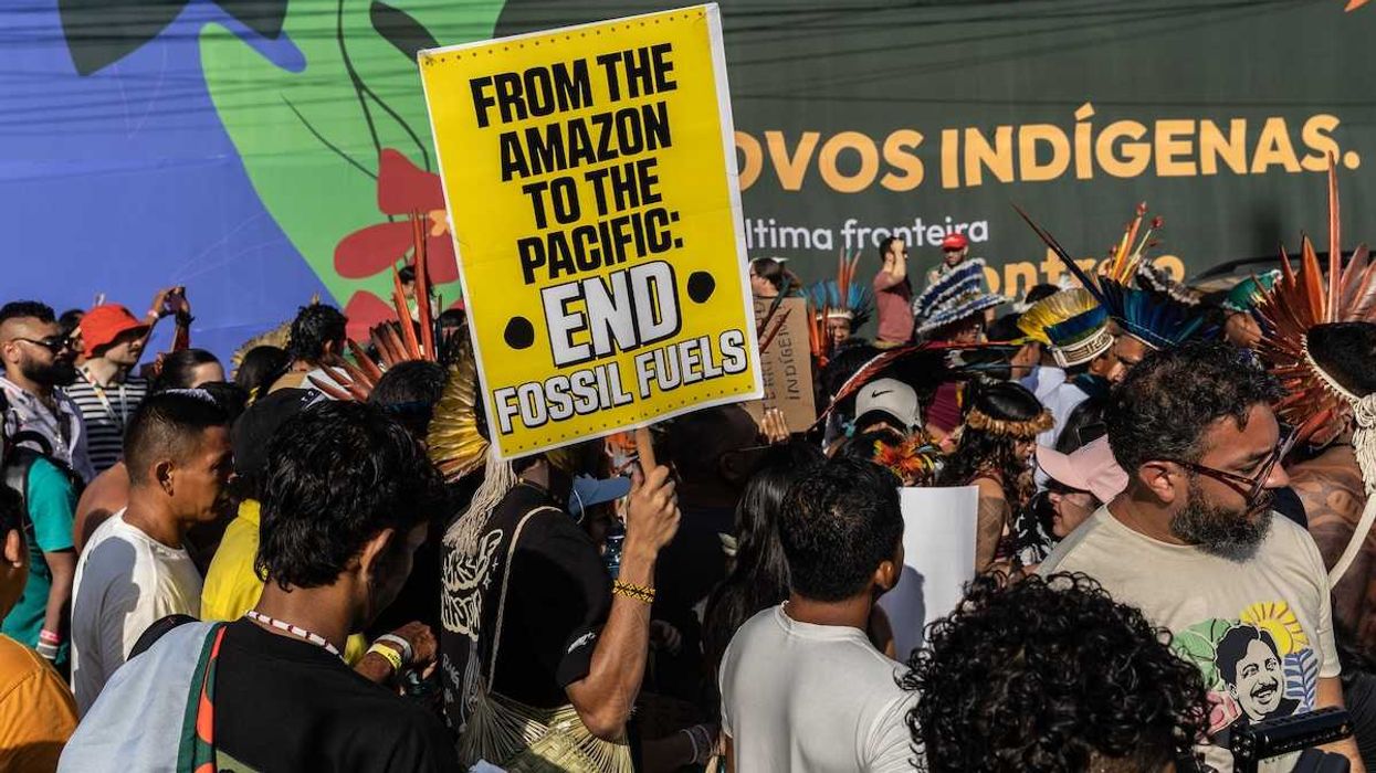 Indigenous protesters take part on a demonstration at COP30 in Belém, Brazil