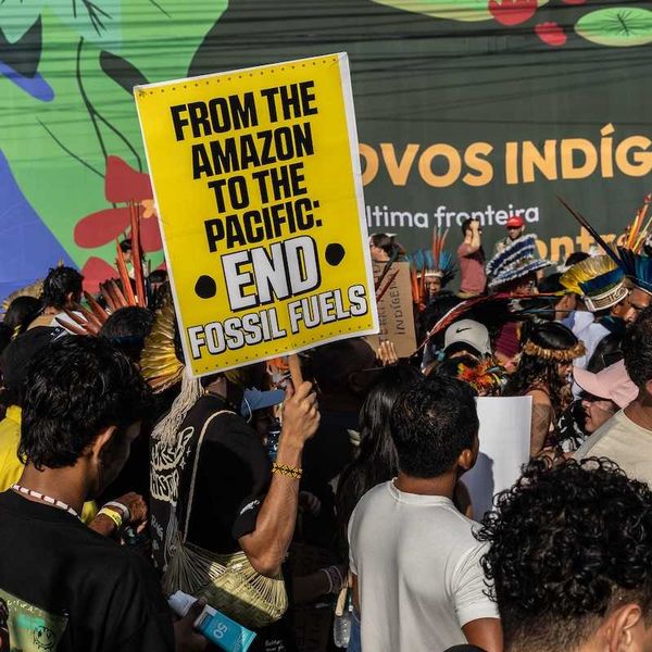 Indigenous protesters take part on a demonstration at COP30 in Belém, Brazil