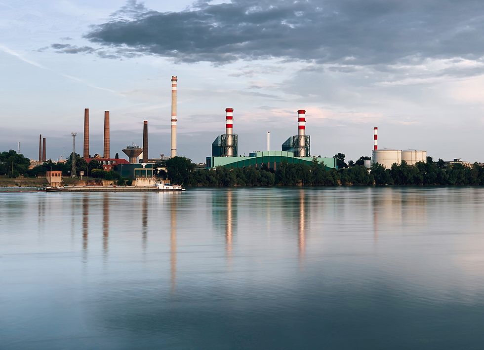 industrial buildings across river.