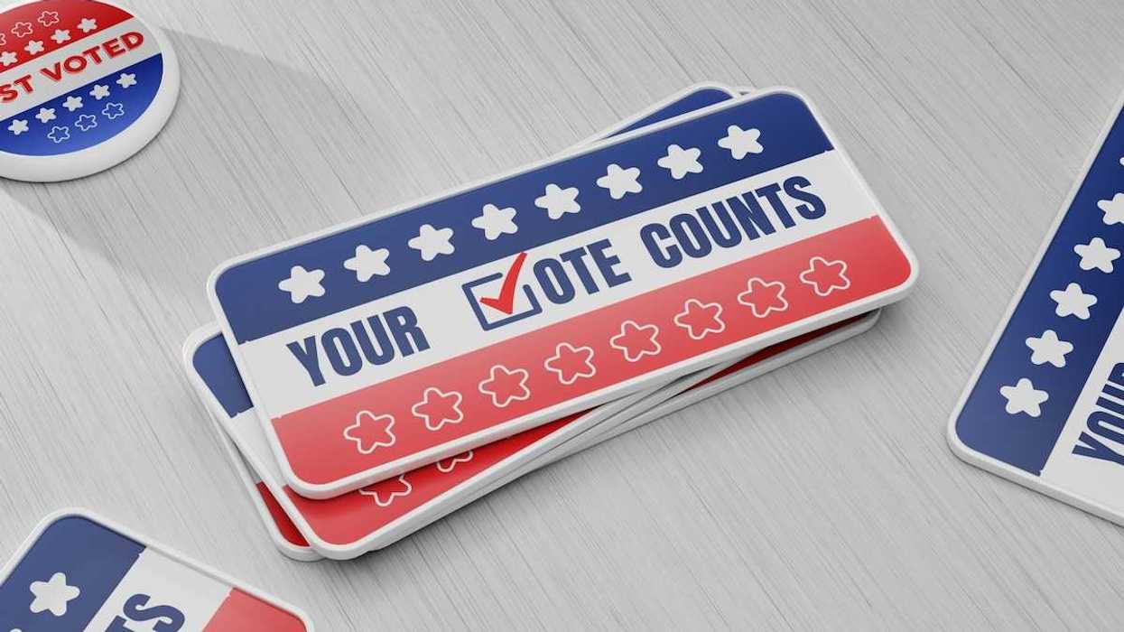 Items meant to encourage people to vote "YOUR √OTE COUNTS"