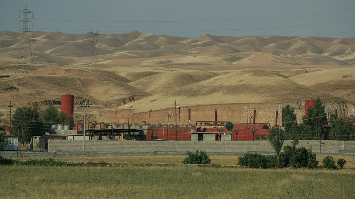 Kirkuk Oilfields and oil storage in the desert in northern Iraq.