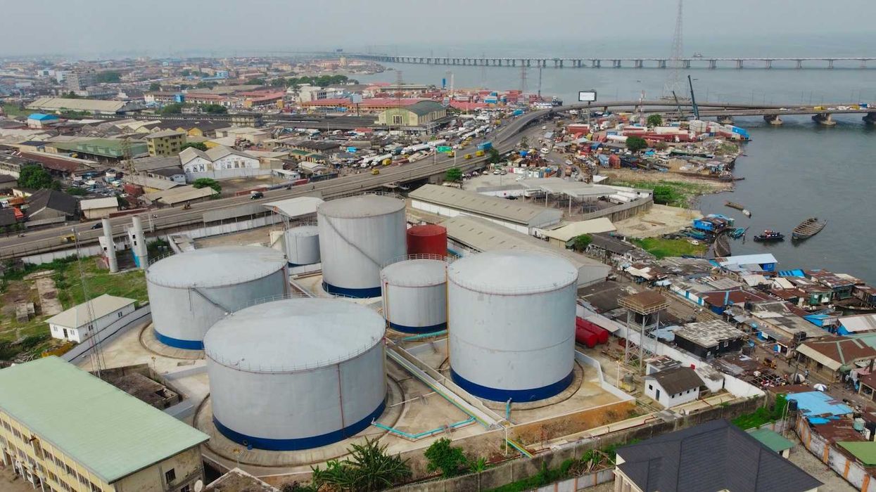 Lagos Nigeria waterfront and oil storage and shipping terminal