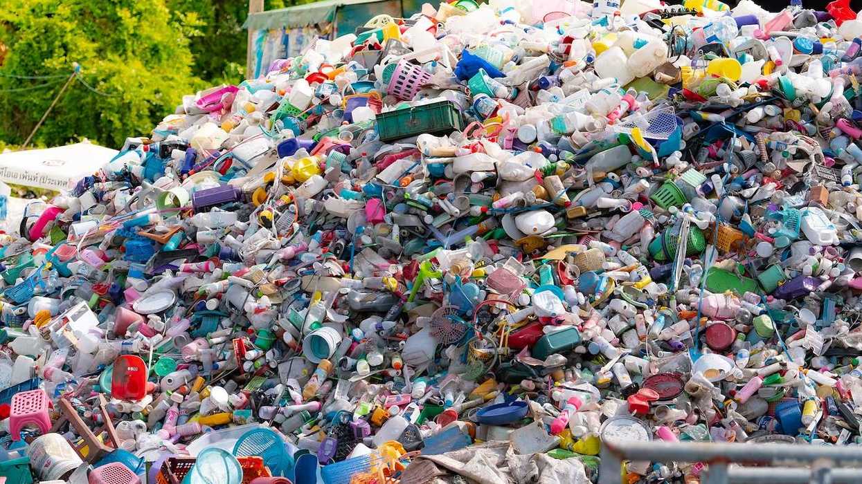 Large pile of plastic in Thailand, possibly awaiting recycling