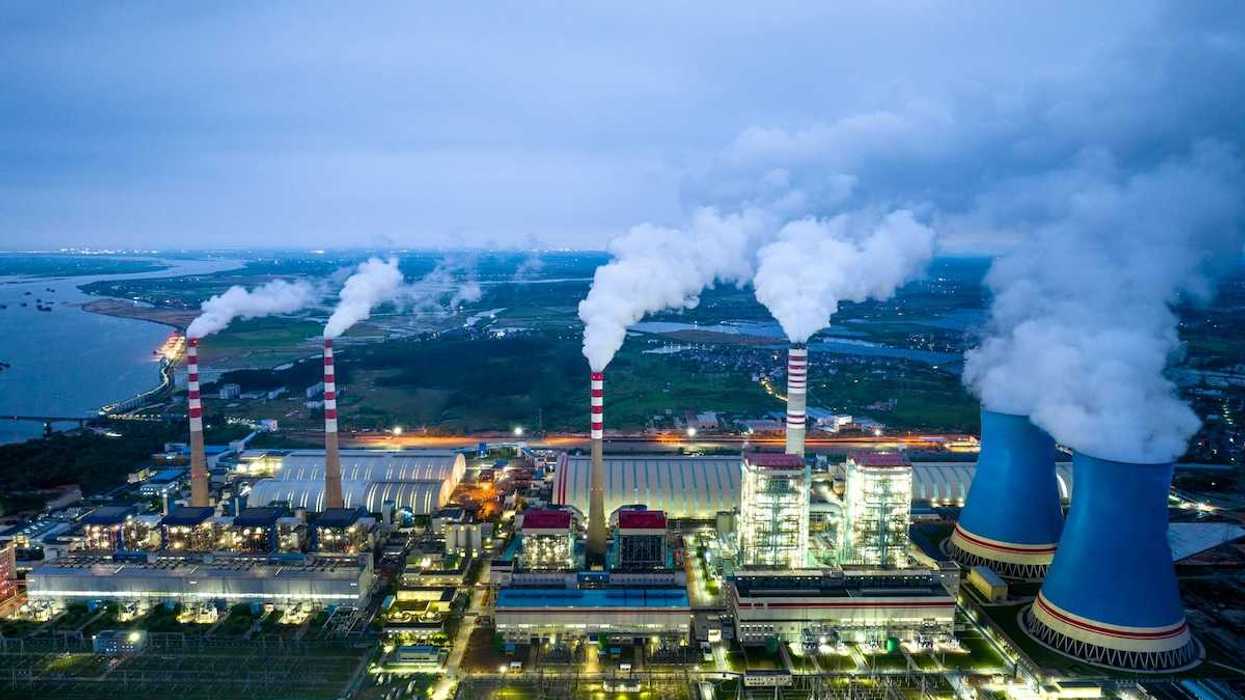 Large thermal power plant in semi-darkness