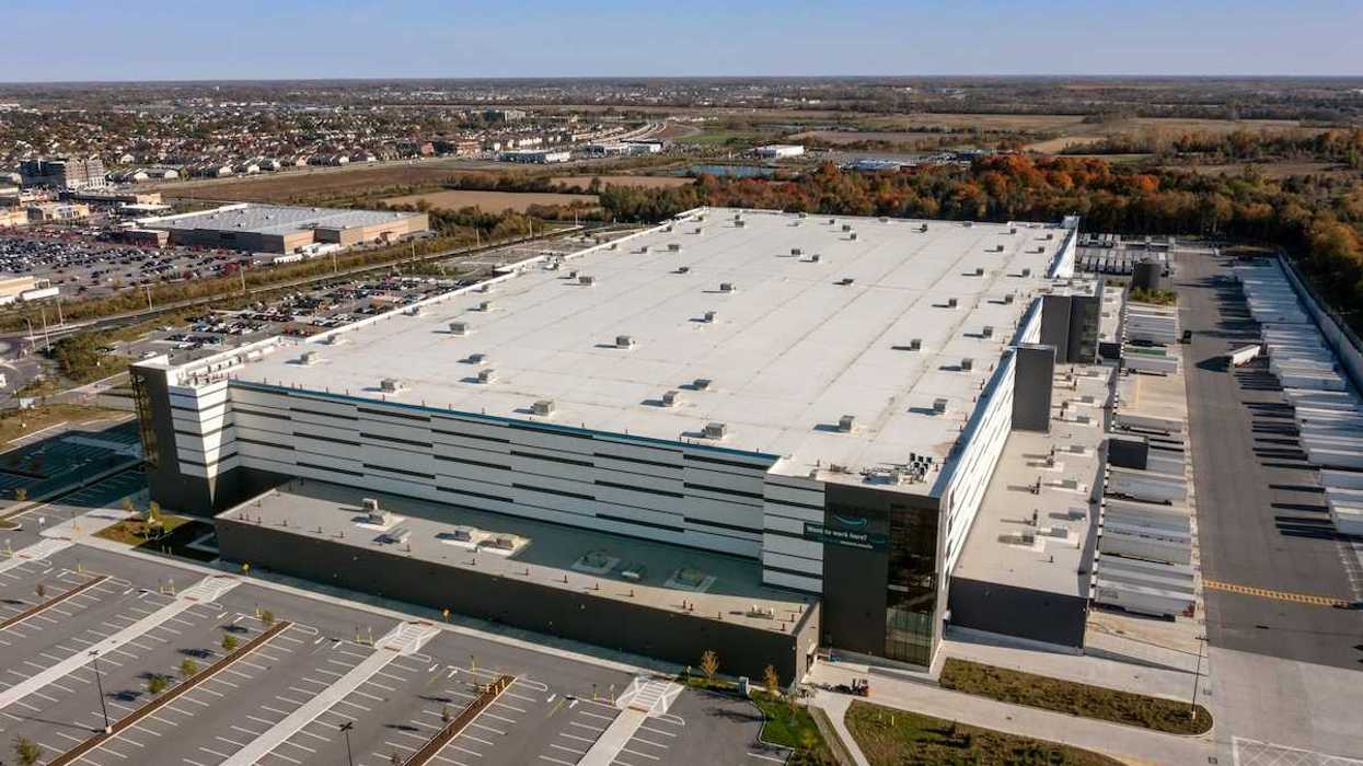 Large, white, flat-roofed data center