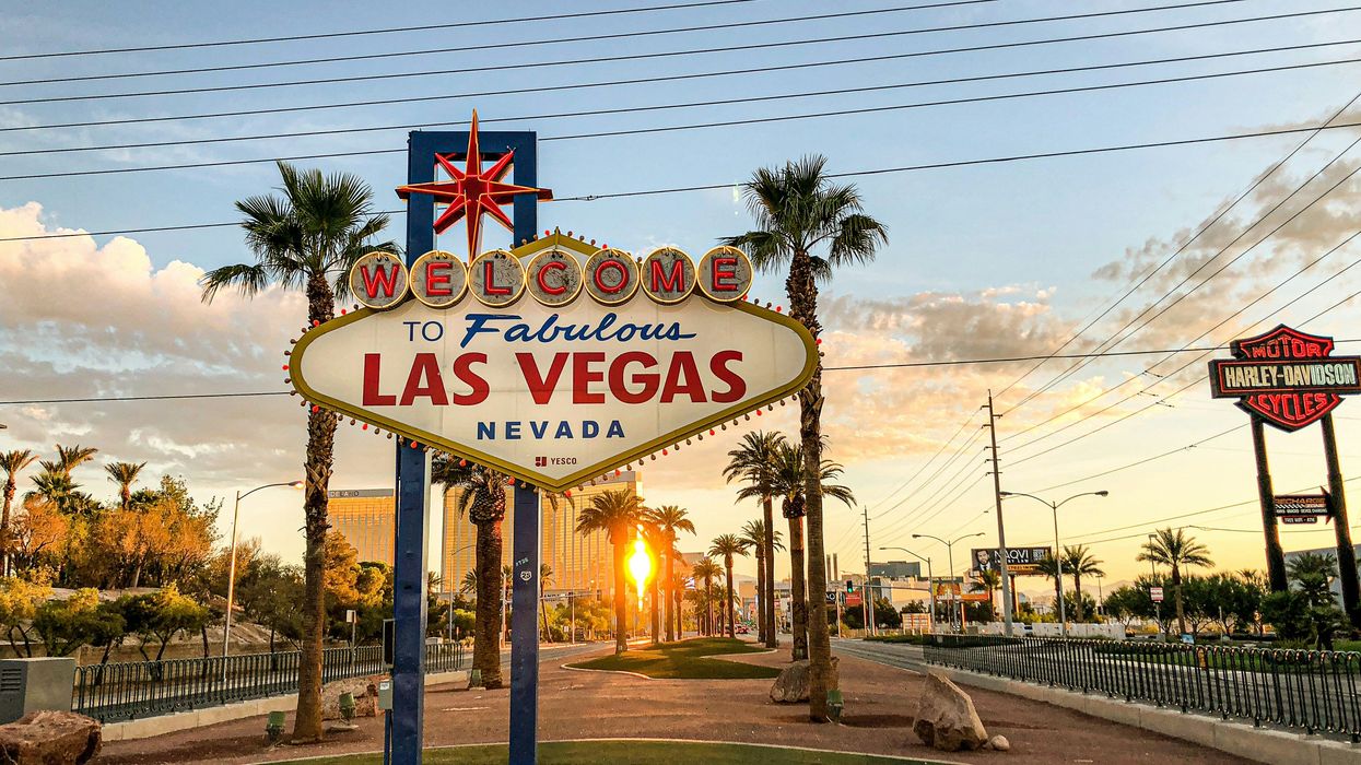 Las Vegas Nevada billboard under white and blue sky