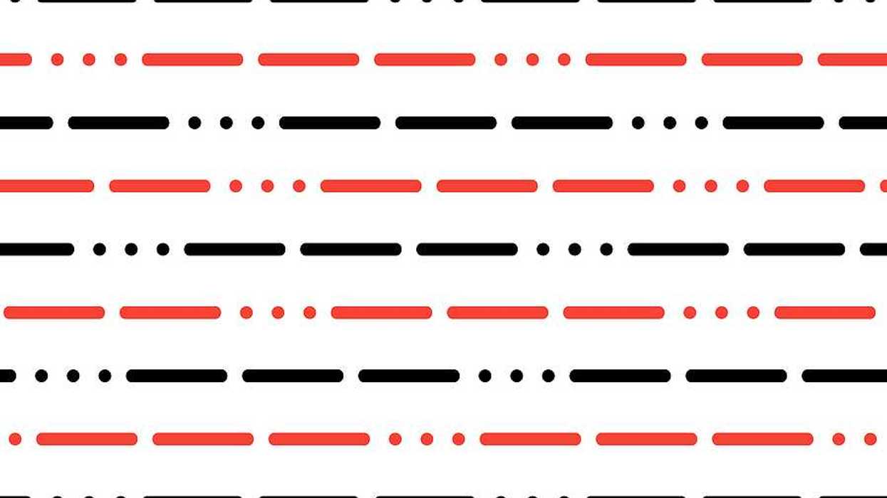 Lines of morse code in red and black