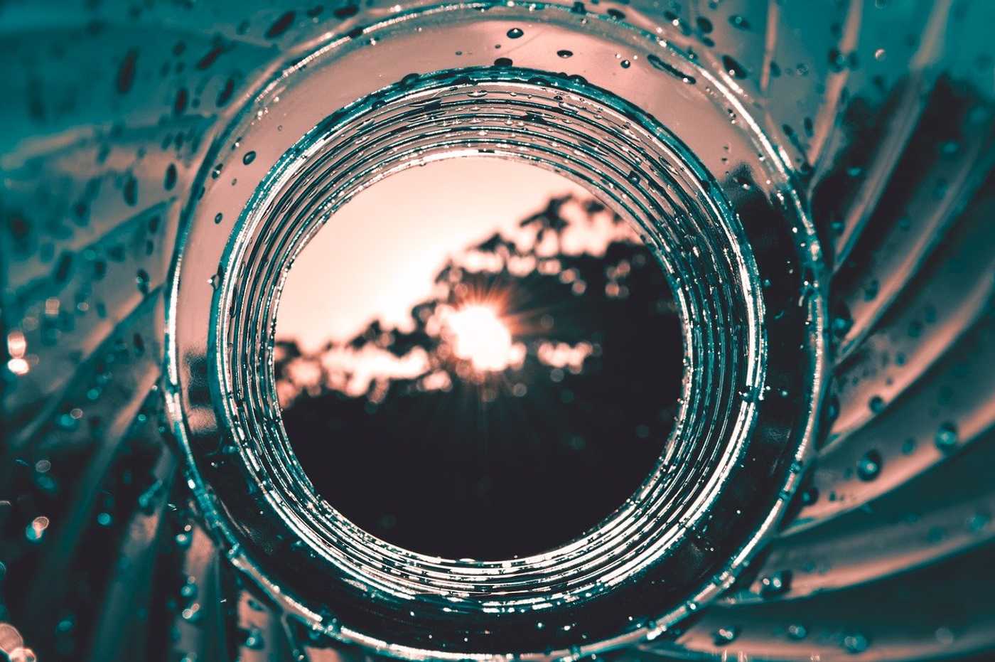 Looking through a plastic bottle to the horizon.
