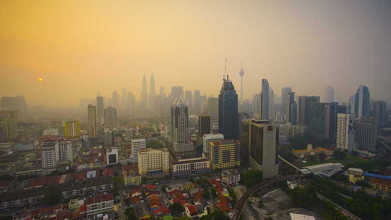 Malay peninsular of Indonesia with smoke in the air