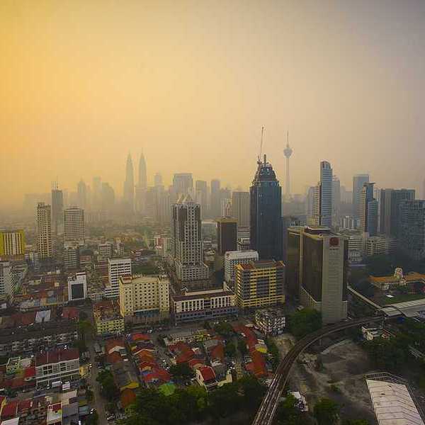 Malay peninsular of Indonesia with smoke in the air